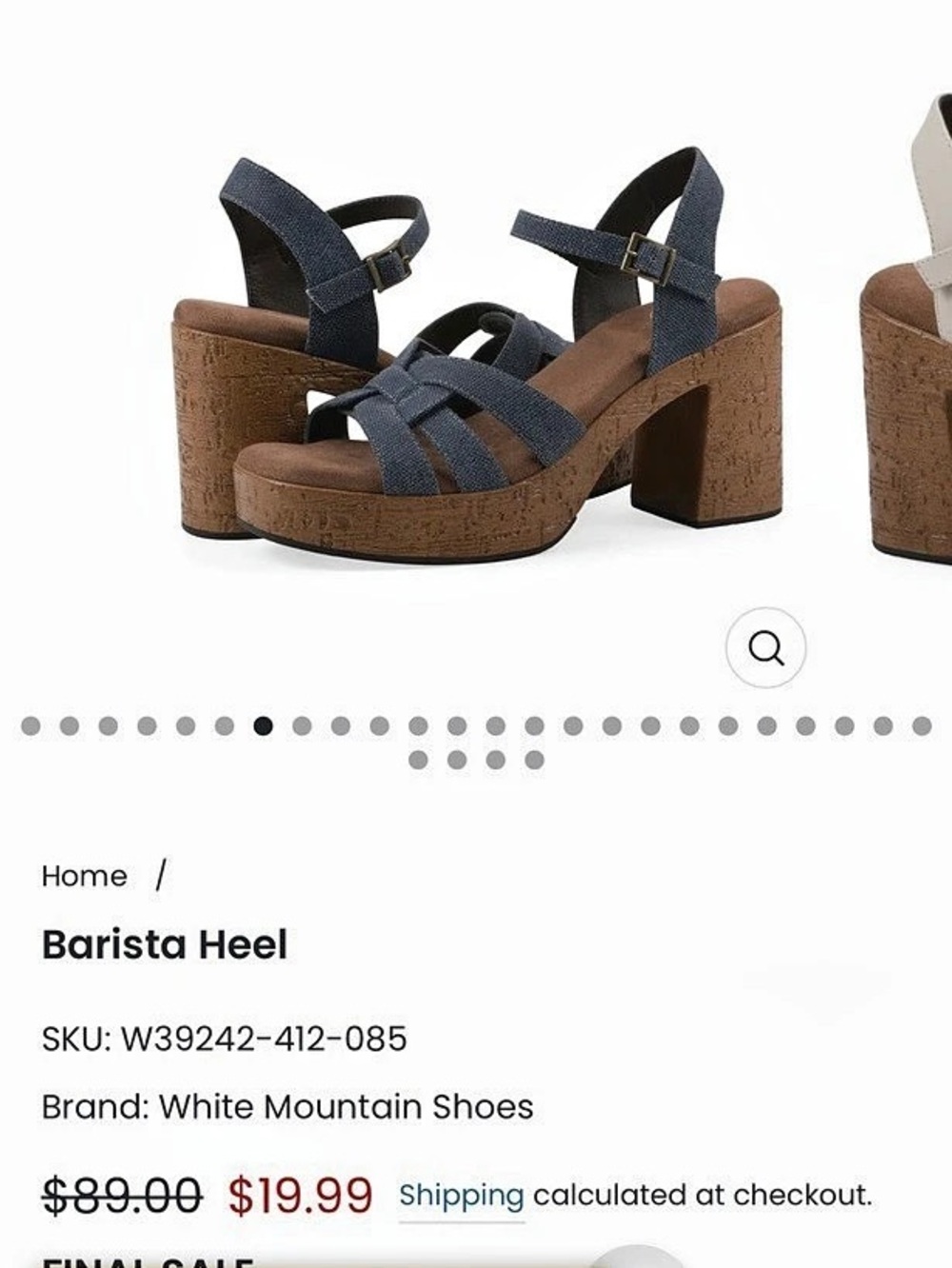 White Mountain Barista Heel Denim Platform Heeled Sandals